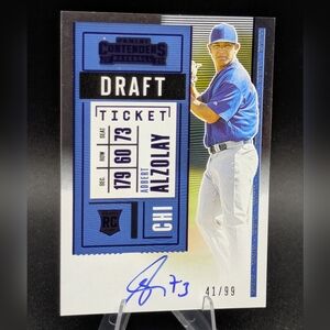2020 Panini Contenders Draft Ticket Blue /99 Adbert Alzolay #107 Rookie Auto RC